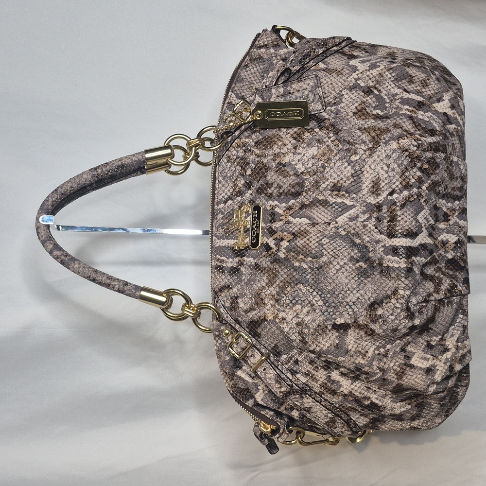 Coach Madison Python Print Satchel - Brown and - image 1